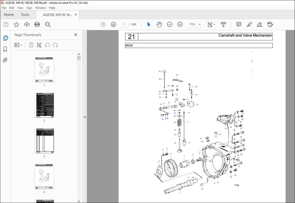 Volvo Penta AQD2B MD1B MD2B MD3B Marine Diesel Engine Parts Manual PDF ...