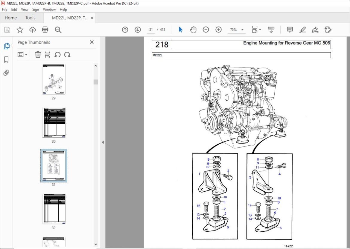 Volvo Penta MD22L, MD22P, TAMD22P-B, TMD22B, TMD22P-C Parts Manual PDF ...