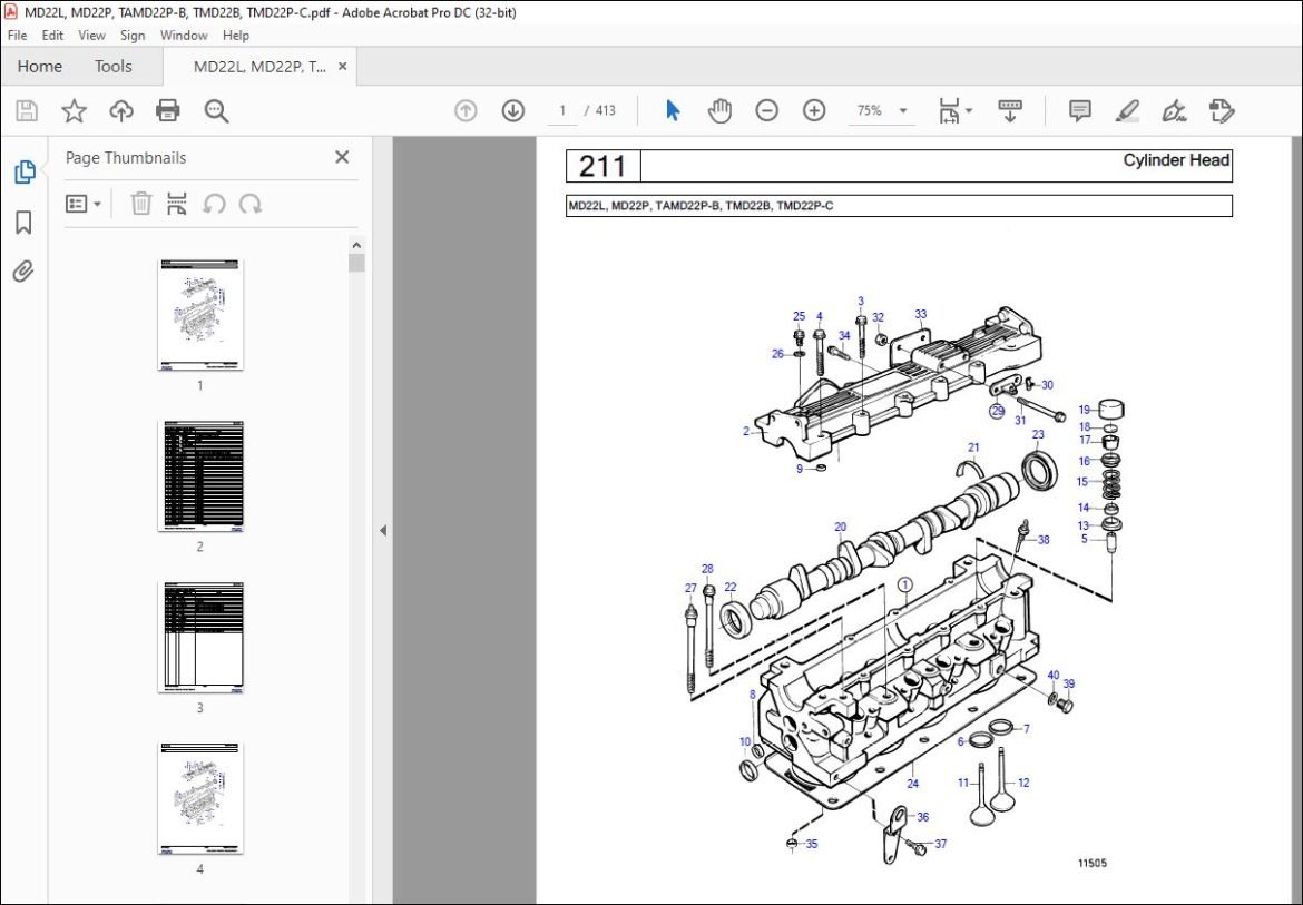 Volvo Penta MD22L, MD22P, TAMD22P-B, TMD22B, TMD22P-C Parts Manual PDF ...