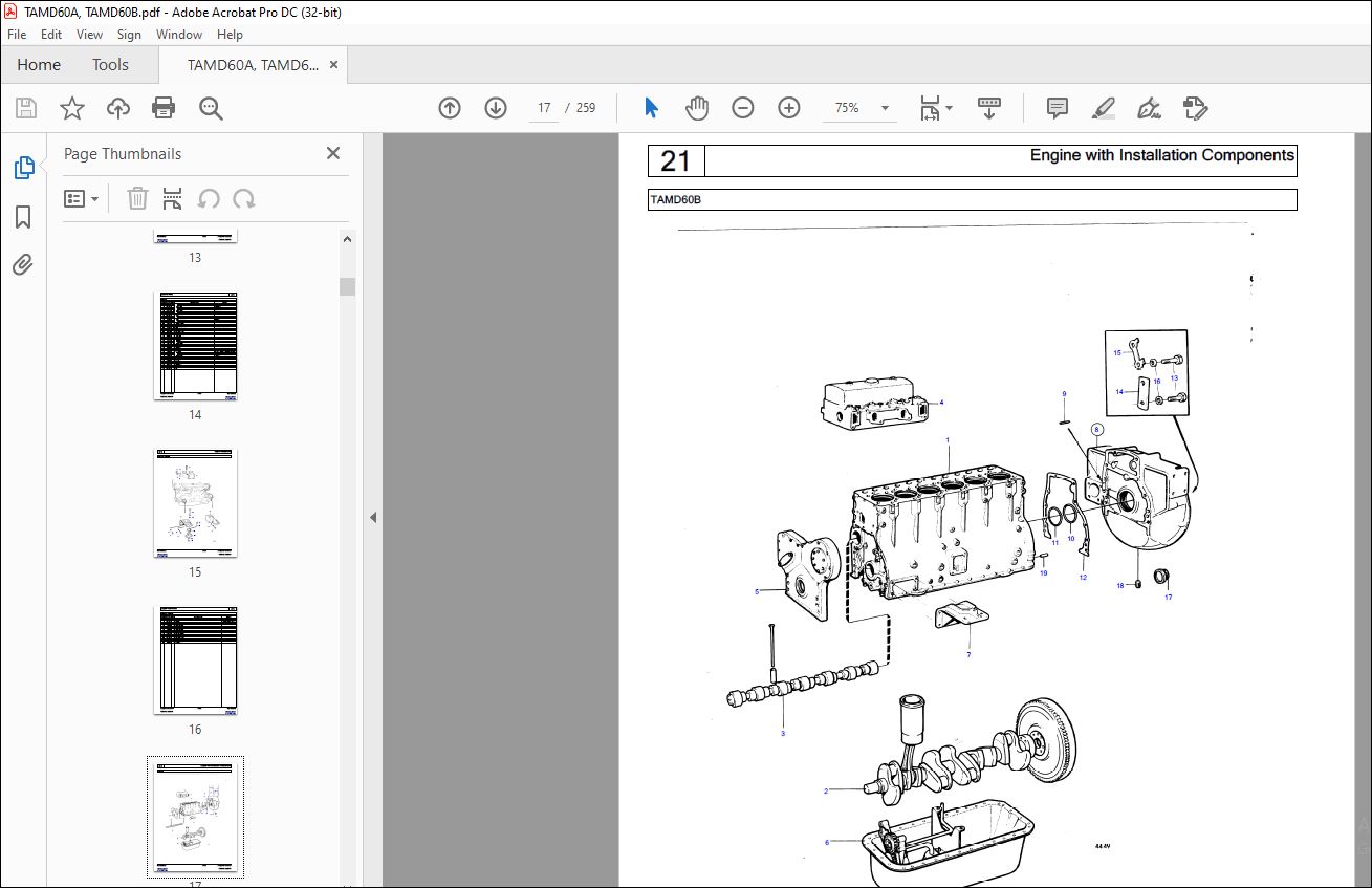 Volvo Penta TAMD60A, TAMD60B Marine Diesel Engine Parts Manual PDF ...