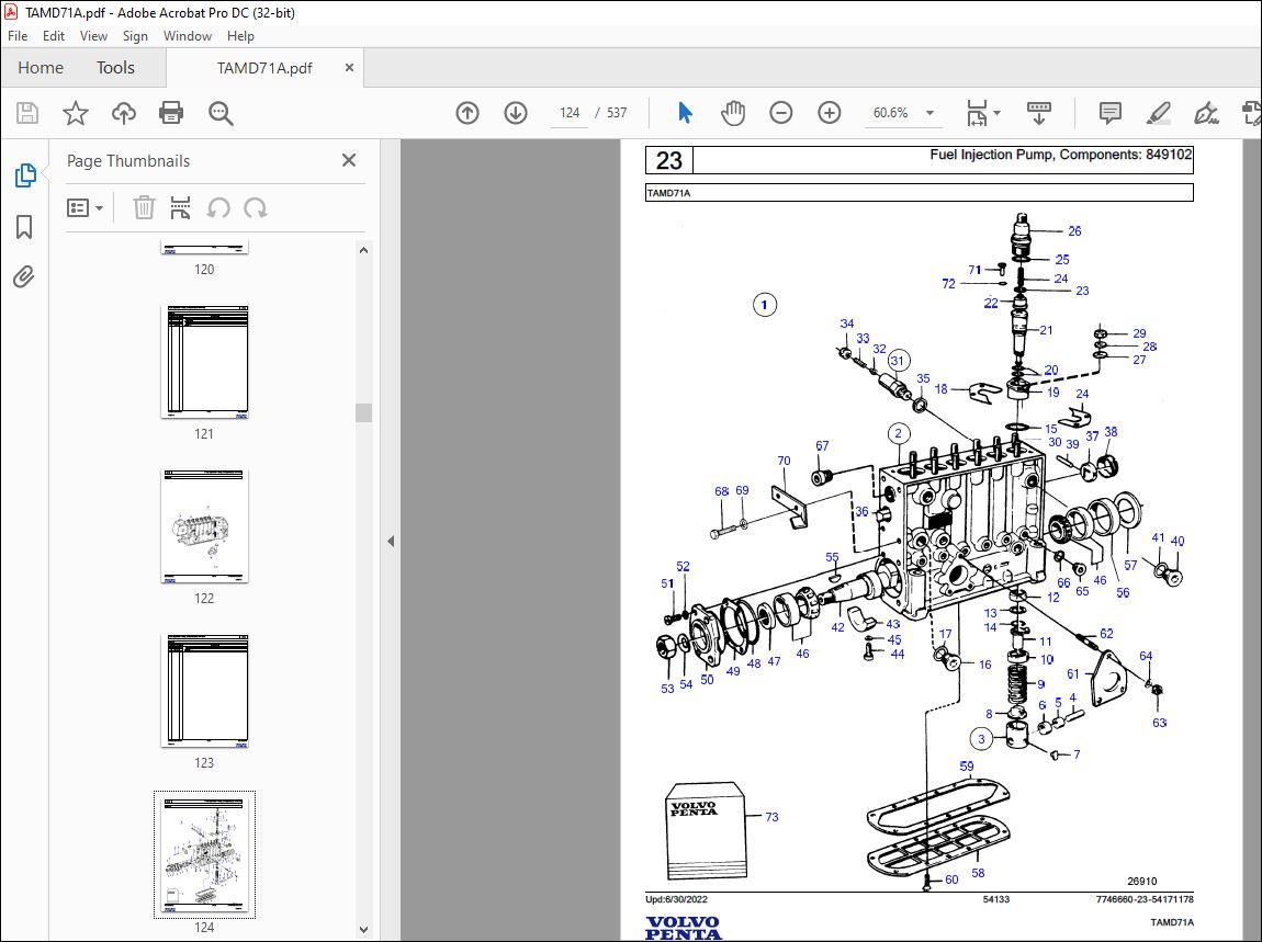 Volvo Penta TAMD71A Marine Diesel Engine Parts Manual - PDF DOWNLOAD ...