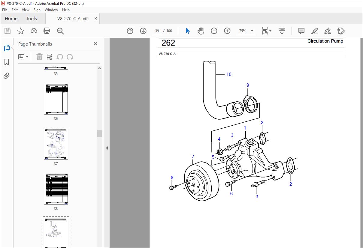 Volvo Penta V8-270-C-A Marine Gasoline Engine Parts Manual PDF ...