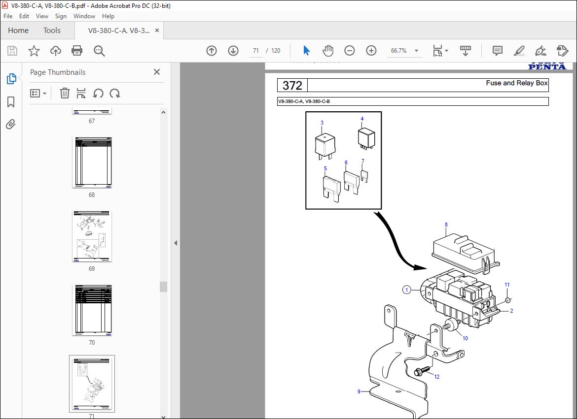 Volvo Penta V8-380-C-A, V8-380-C-B Marine Gasoline Engine Parts Manual ...