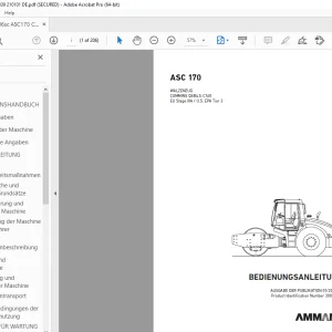 AMMANN ASC 170 WALZENZUG BEDIENUNGSANLEITUNG 3001339 PDF