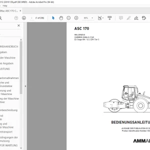 AMMANN ASC 170 WALZENZUG BEDIENUNGSANLEITUNG 3022312 PDF