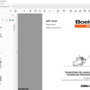 AMMANN BOELS APF 15/40 VIBRO PIASTRA MANUALE D'ESERCIZIO PDF