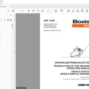 AMMANN BOELS APF 15/40 VIBRATION PLATE OPERATING MANUAL PDF