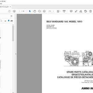 AMMANN B&S VANGUARD 160, 10V3 PETROL ENGINE PARTS MANUAL PDF