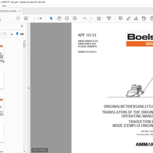 Ammann Boels APF 10/33 Vibration Plate Operation Manual 13958137 PDF