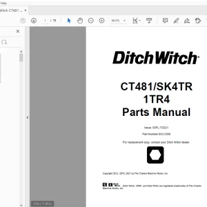 Ditch Witch CT481 SK4TR 1TR4 Parts Manual 053-2309 PDF