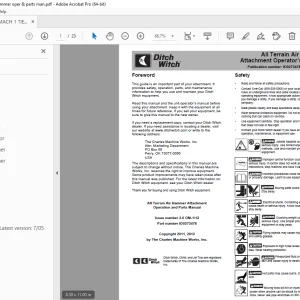 Ditch Witch JT 100 All Terrain Attachment Operator’s Manual PDF