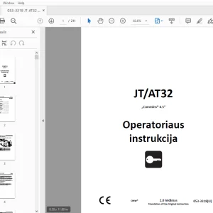 Ditch Witch JT/AT32 Cummins 4.5 Operatoriaus instrukcija 053-3318 PDF