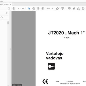 Ditch Witch JT2020 Mach 1 3 lygis Vartotojo vadovas 053-2234 PDF