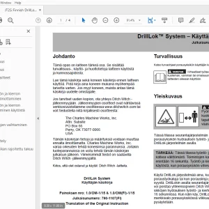 Ditch Witch JT25 DrillLok System Käyttäjän käsikirja 790-1107 PDF