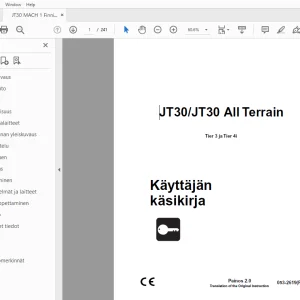 Ditch Witch JT30/JT30 All Terrain Tier 3 ja Tier 4i Käyttäjän käsikirja PDF