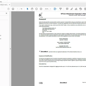 Ditch Witch MT122 Attachment Operator’s Manual ID0677108 PDF