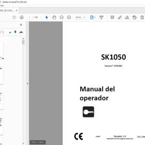 Ditch Witch SK1050 Yanmar 3TNV88C Manual del operador 053-2990 PDF