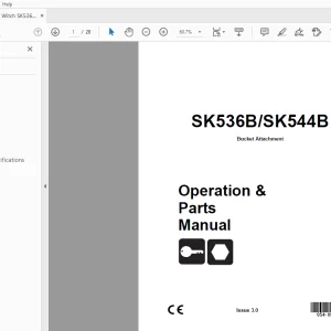 Ditch Witch SK536B/SK544B Bucket Attachment Operation & Parts Manual PDF