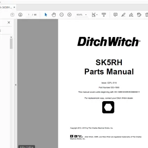 Ditch Witch SK5RH Spare Parts Manual 053-1068 PDF