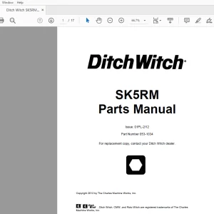 Ditch Witch SK5RM Parts Manual 053-1034 PDF