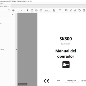 Ditch Witch SK800 Kubota D1105 Manual del operador 053-3086 PDF