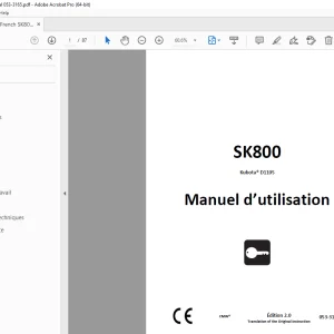 Ditch Witch SK800 Kubota D1105 Manuel d’utilisation 053-3165 PDF