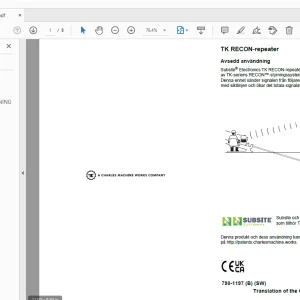 Ditch Witch TK RECON-repeater Avsedd användning 790-1197 PDF