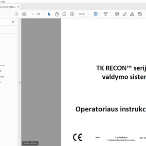 Ditch Witch TK RECON serijos valdymo sistema Operatoriaus instrukcija PDF