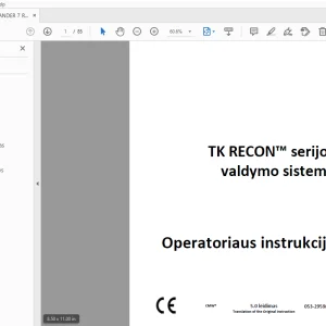 Ditch Witch TK RECON serijos valdymo sistema Operatoriaus instrukcija PDF