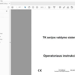 Ditch Witch TK serijos valdymo sistema Operatoriaus instrukcija PDF