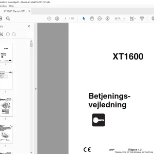 Ditch Witch XT1600 Betjeningsvejledning 053-2300 PDF