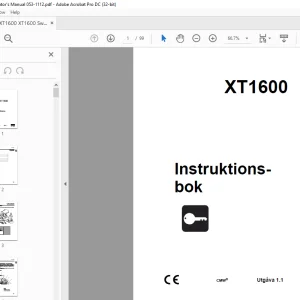Ditch Witch XT1600 Instruktionsbok 053-1112  PDF  (Swedish)