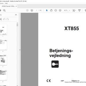 Ditch Witch XT855 Betjeningsvejledning 053-2299 PDF
