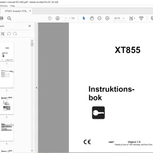 Ditch Witch XT855 Instruktionsbok 053-2402 PDF
