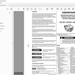 HONDA GX120 GX160 GX200 BEDIENUNGSANLEITUNG PDF