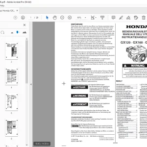 HONDA GX120 GX160 GX200 BEDIENUNGSANLEITUNG PDF