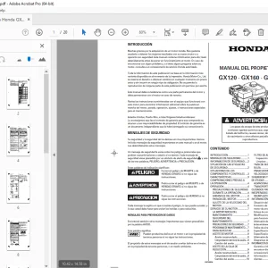 HONDA GX120 GX160 GX200 MANUAL DEL PROPIETARIO PDF