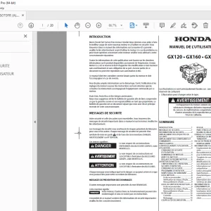 HONDA GX120 GX160 GX200 MANUEL DE L'UTILISATEUR PDF