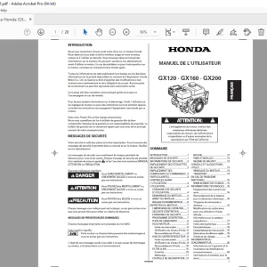 HONDA GX120 GX160 GX200 MANUEL DE L’UTILISATEUR PDF