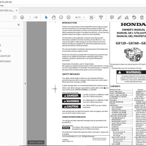 HONDA GX120 GX160 GX200 OWNER’S MANUAL PDF