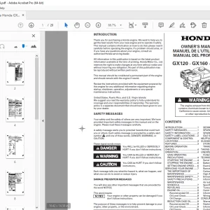 HONDA GX120 GX160 GX200 OWNER’S MANUAL PDF