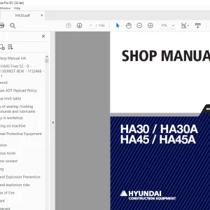 Hyundai HA30 / HA30A HA45 / HA45A Articulated Dump Truck Shop Manual 2023 PDF