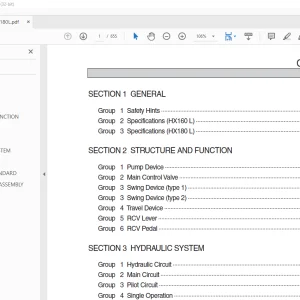 Hyundai HX160 L, HX180 L Excavator Service Manual 2023 - PDF DOWNLOAD