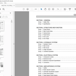 Hyundai HX210A L, HX210A NL Crawler Excavator Service Manual PDF