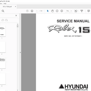 Hyundai R15-7 Mini Excavator Service Manual 2023 SN HY1570001 PDF