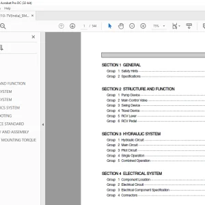 Hyundai R210-7V Crawler Excavator (India) Service Manual 2023 PDF