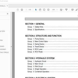 Hyundai R220LC-7 Crawler Excavator (India) Service Manual 2023 PDF