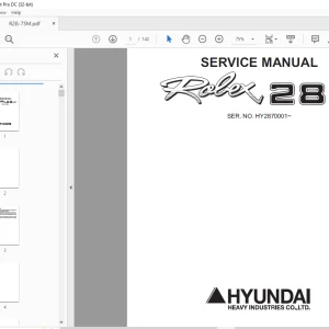 Hyundai R28-7 Mini Excavator Service Manual SN HY2870001 (2023) - PDF