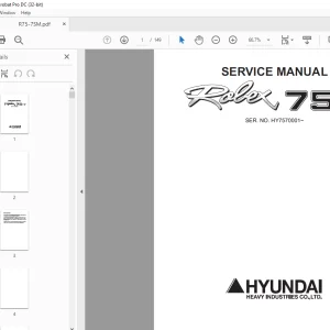 Hyundai R75-7 Mini Excavator Service Manual 2023 SN HY7570001 PDF
