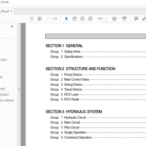 Hyundai R80-7 Crawler Excavator (India) Service Manual 2023 PDF